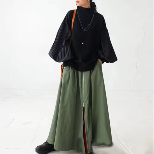 Suéter holgado de cuello alto y manga larga para mujer