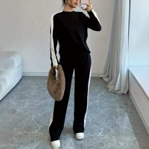 Conjunto deportivo de dos piezas con bloques de color para mujer