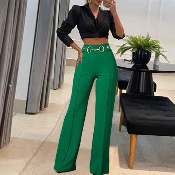 Pantalones rectos de cintura alta para mujer