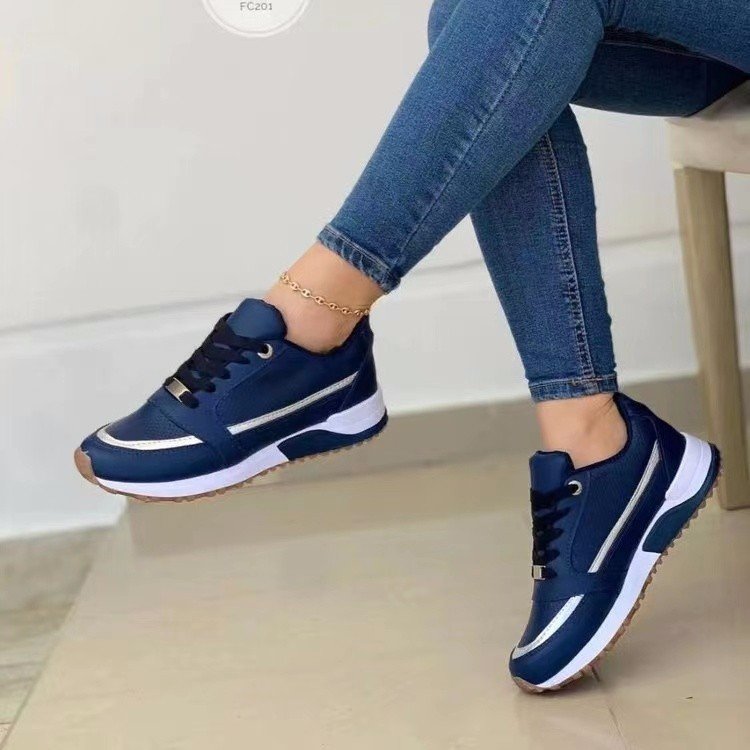 Zapatos planos informales con cordones para mujer