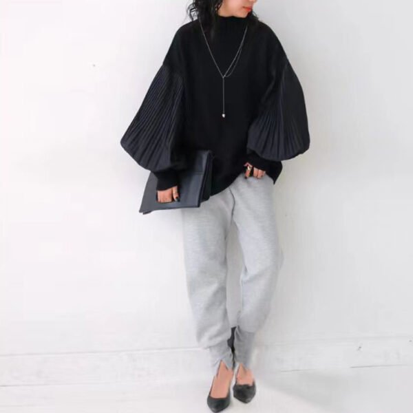 Suéter holgado de cuello alto y manga larga para mujer