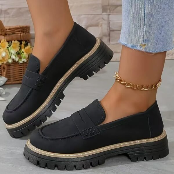Zapatos de mujer estilo británico mate con plataforma y tacón grueso