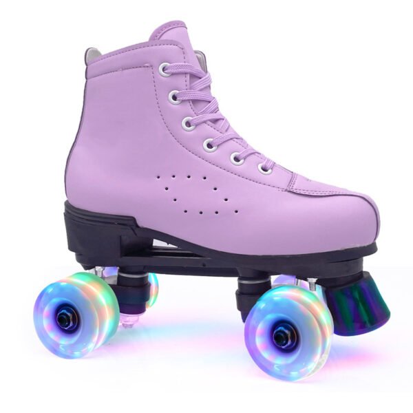 Patines de cuero morado de dos hileras
