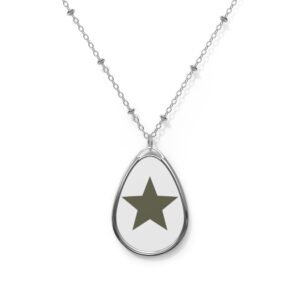 17307773610454310765_2048.jpeg Minimal Oval Star Pendant Necklace — Silver Teardrop Charm