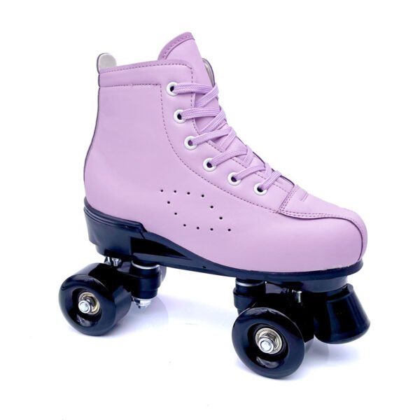 Patines de cuero morado de dos hileras