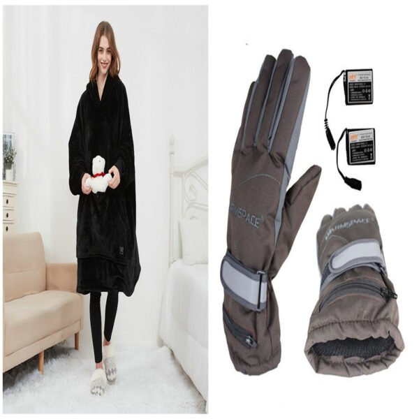 Manta térmica USB con capucha extragrande y amplia zona de calefacción en la espalda