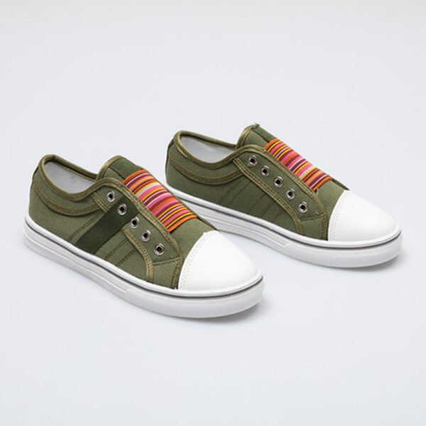 Zapatos de mujer de lona elástica de color con punta redonda