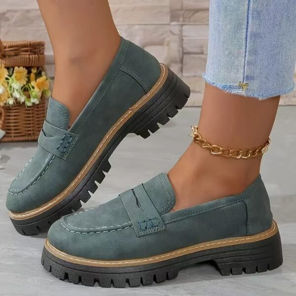 Zapatos de mujer estilo británico mate con plataforma y tacón grueso