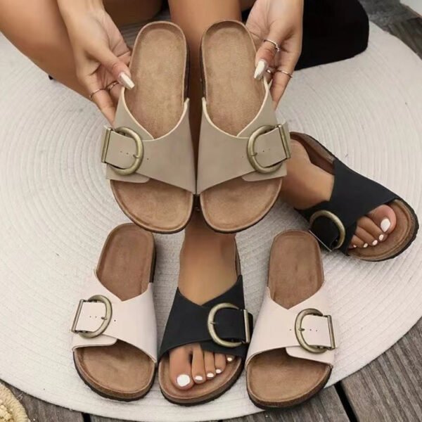 Pantuflas de plataforma de moda con diseño de bizcocho para mujer