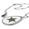 Minimal Oval Star Pendant Necklace — Silver Teardrop Charm