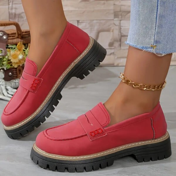 Zapatos de mujer estilo británico mate con plataforma y tacón grueso