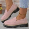 Zapatos de mujer estilo británico mate con plataforma y tacón grueso