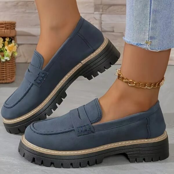 Zapatos de mujer estilo británico mate con plataforma y tacón grueso