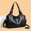 Bolso de hombro retro de gran capacidad con textura simple y color sólido para mujer