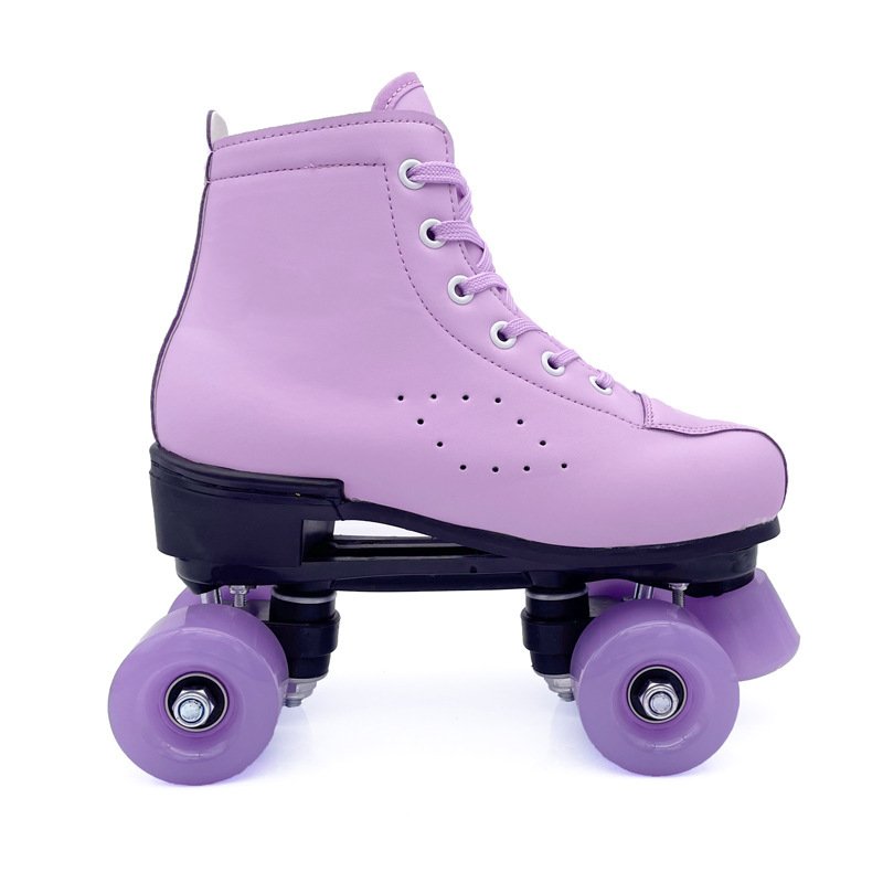 Patines de cuero morado de dos hileras
