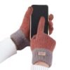 Guantes de invierno con rayas marrones bordadas y cálidos para ciclismo con dibujos animados universale
