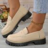 Zapatos de mujer estilo británico mate con plataforma y tacón grueso