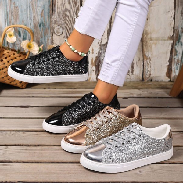 88b05f72-9329-4a45-a13e-94781e05e396.jpg Plus Size Sequined Front Lace-up Solid Color Plus Size Board Shoes