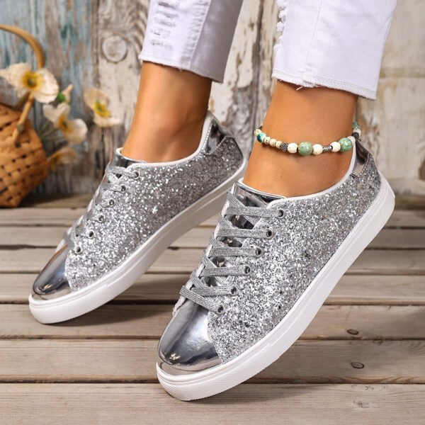 8dc50676-f51d-4947-b644-bad324d28c30.jpg Plus Size Sequined Front Lace-up Solid Color Plus Size Board Shoes