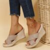 Sandalias de plataforma con cuña y cuerda de cáñamo para mujer de talla grande