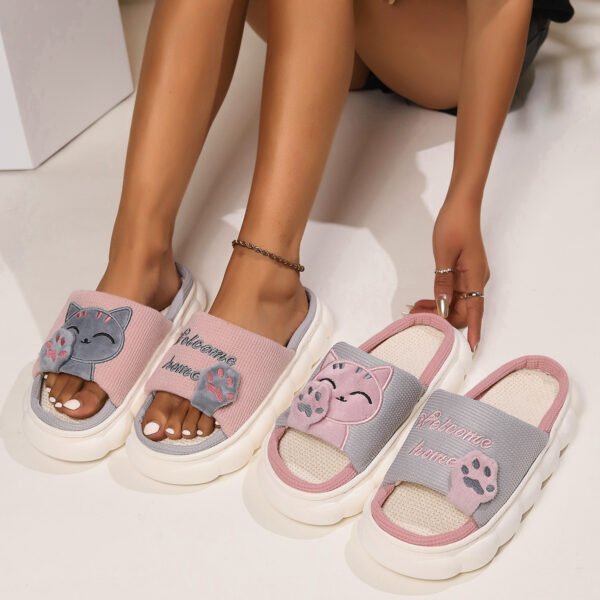 Bonitas pantuflas de casa con gatitos de dibujos animados para mujer