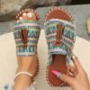Pantuflas planas de talla grande con borlas para mujer