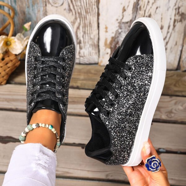 a778469f-e478-4347-b9b1-64088d8828de.jpg Plus Size Sequined Front Lace-up Solid Color Plus Size Board Shoes