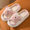 Pantuflas de lino y algodón con punta abierta de Piggy Cute Couple