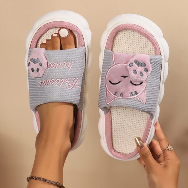Bonitas pantuflas de casa con gatitos de dibujos animados para mujer