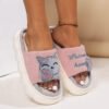 Bonitas pantuflas de casa con gatitos de dibujos animados para mujer