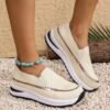 Zapatos de mujer con plataforma de cuero suave y suela blanda para otoño e invierno