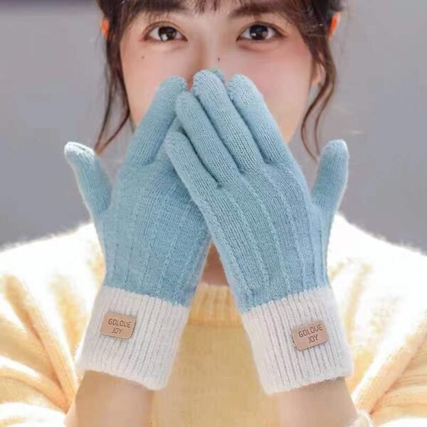 Guantes de invierno con rayas marrones bordadas y cálidos para ciclismo con dibujos animados universale