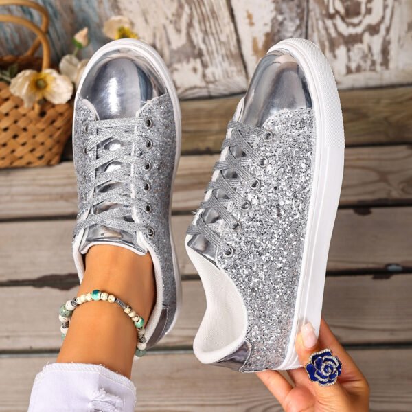 e0b4cdce-d547-445b-9632-c9c95820deb8.jpg Plus Size Sequined Front Lace-up Solid Color Plus Size Board Shoes