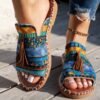 Pantuflas planas de talla grande con borlas para mujer